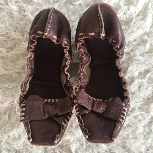 Miu Miu Shoes - Miu Miu Scrunch Leather Ballerinas